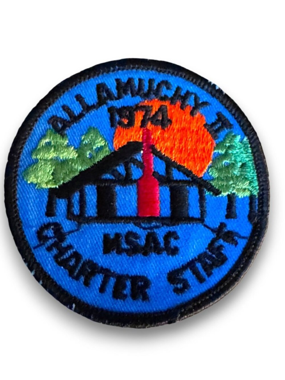 Allamuchy II 1974 MSAC Charter Staff Embroidered Patch Circular 3 Inches Vintage